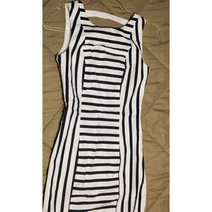 Striped Black and White Sleeveless Dress
